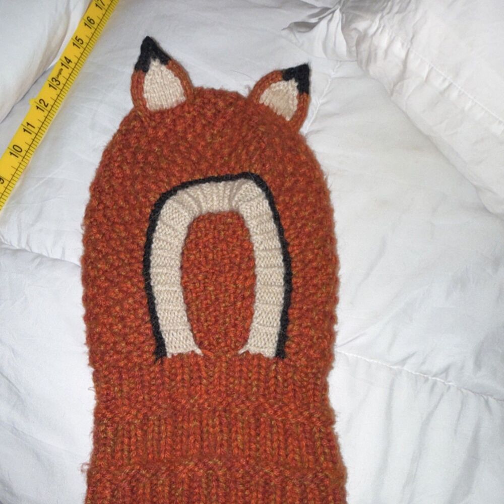 Andes Gifts Fox Knit Beanie Hat Acrylic Alpaca Orange Beige Black One Size